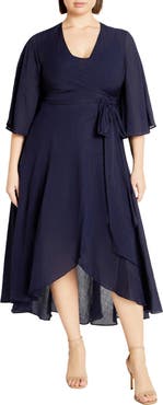 City Chic The Kira High-Low Ruffle Wrap Maxi Dress