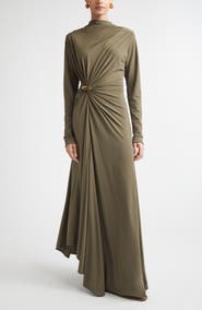 Bottega Veneta Long Sleeve Crepe Jersey Maxi Dress