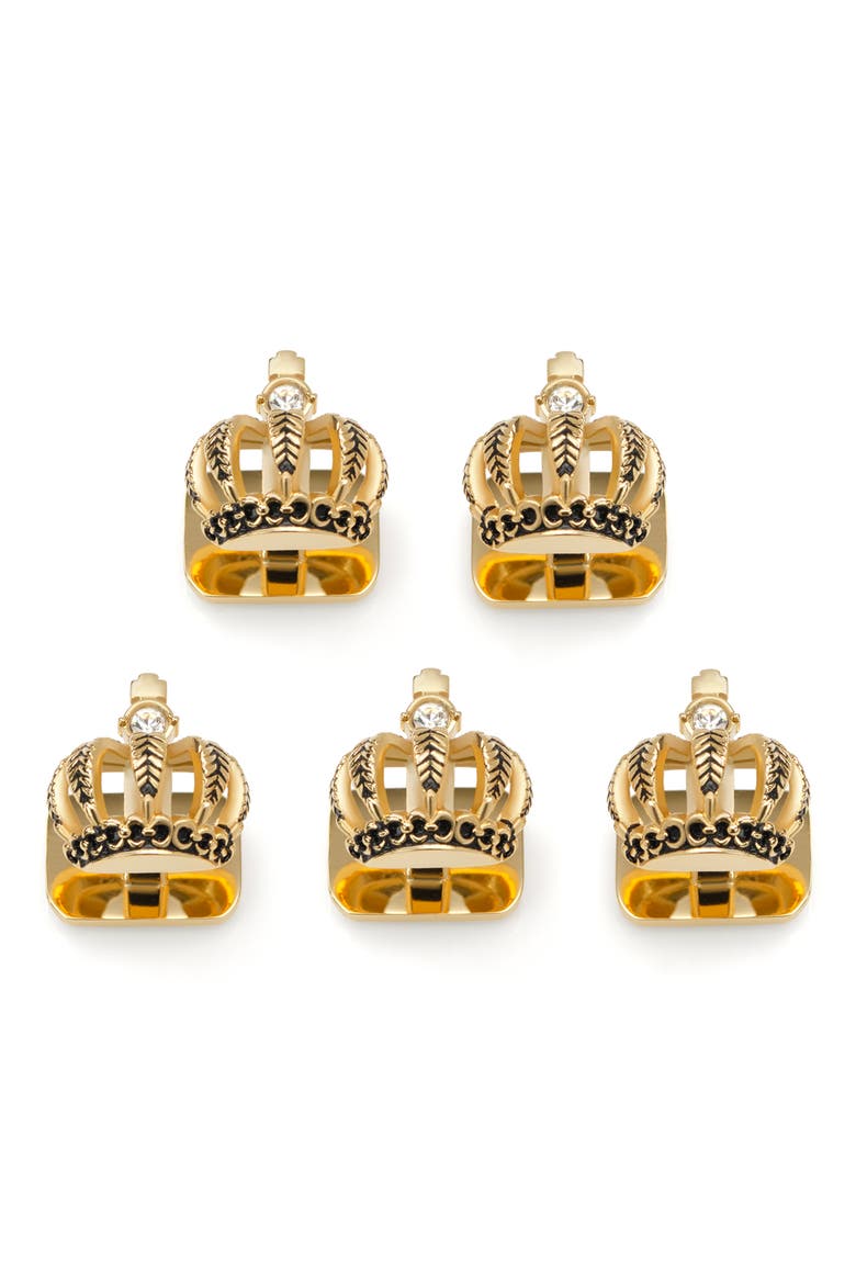 Vincent De Paul 3D Crown Royal Cuff Links Stud Set, Main, color, GOLD