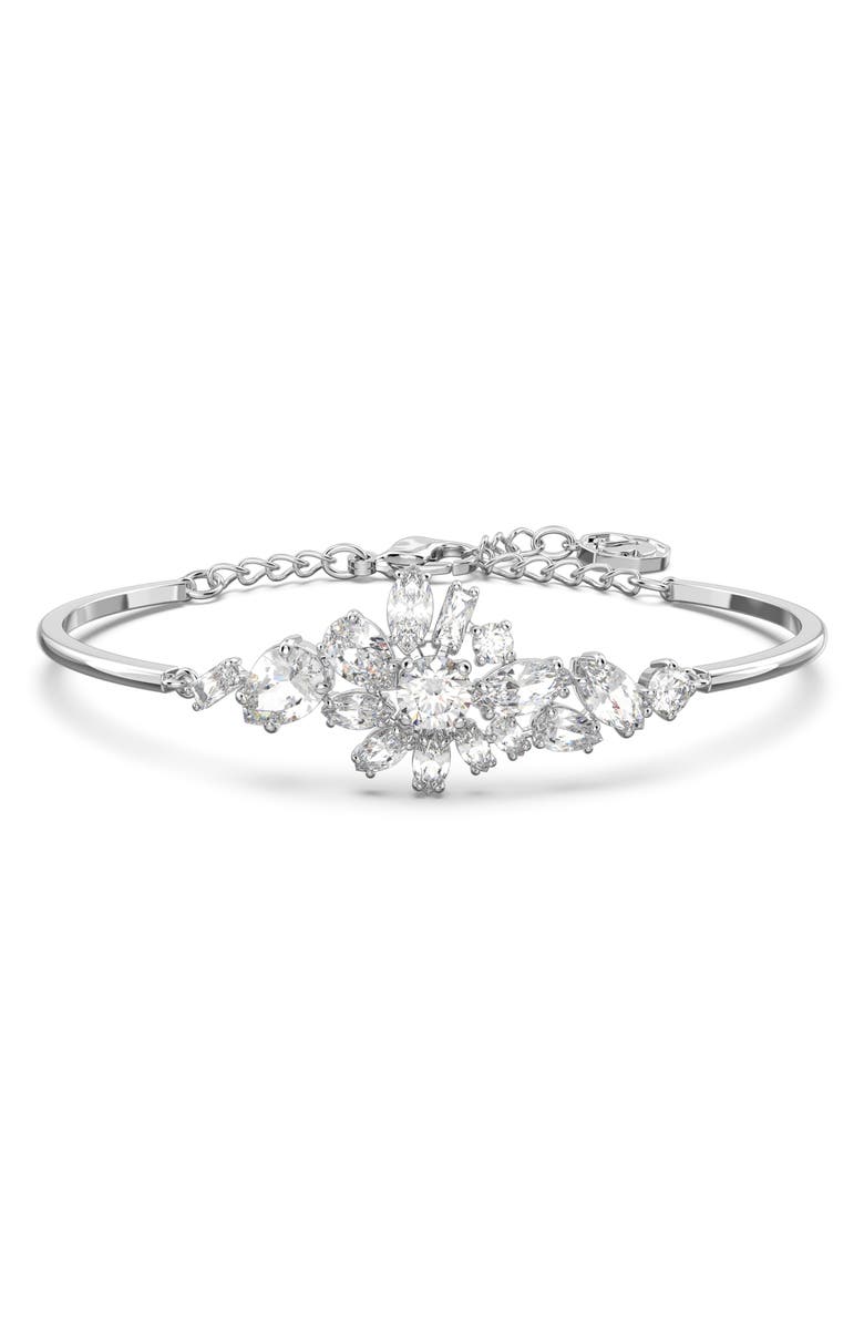Swarovski Gema Crystal Flower Bangle Bracelet, Main, color,
