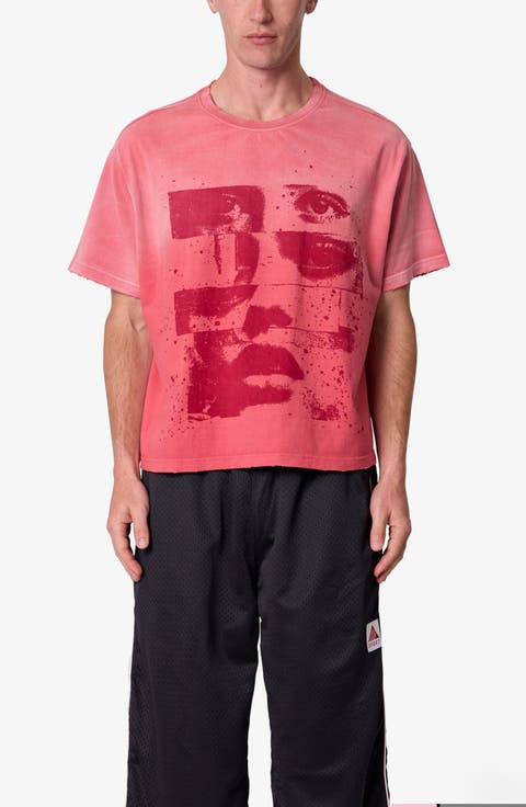 Face Distressed Graphic T-Shirt