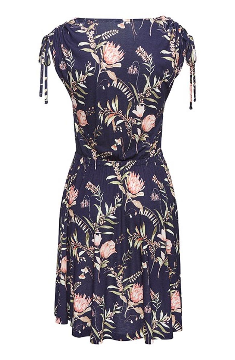 LASCANA Women's Tie Detail Dress, Alternate, color, Navy Printed