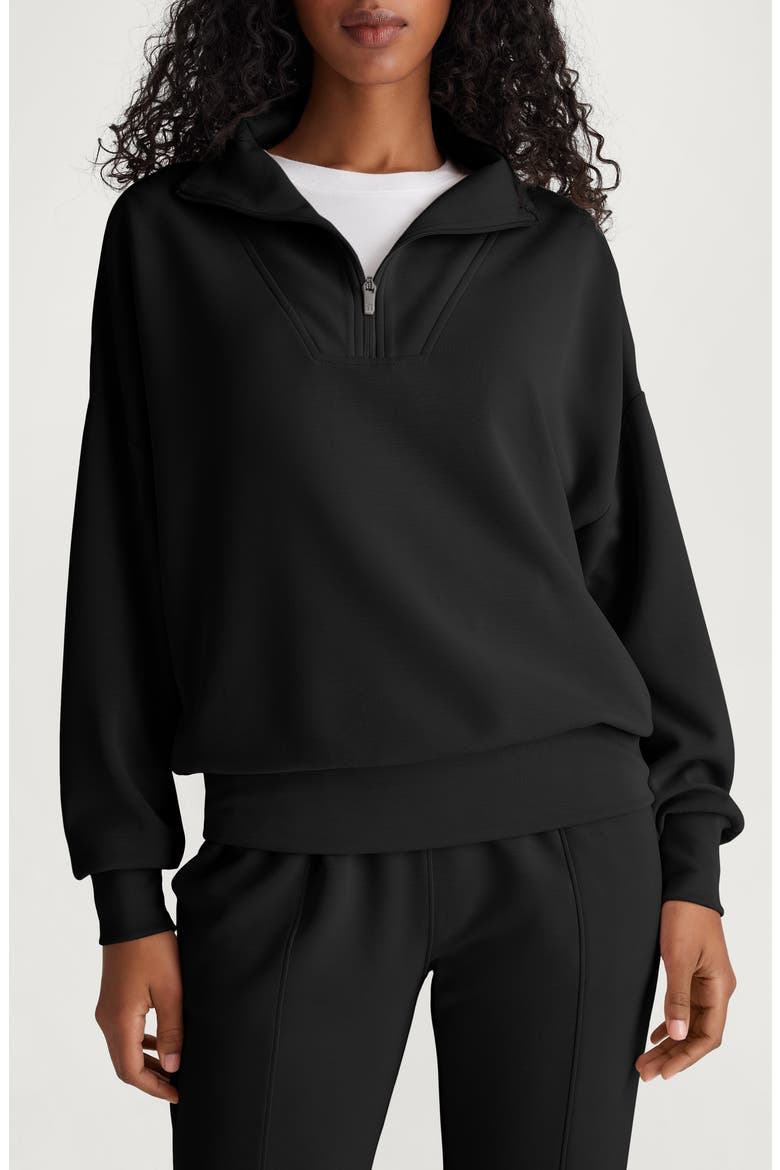 Luxe Traveler Knit Quarter Zip Pullover, Main, color, BLACK