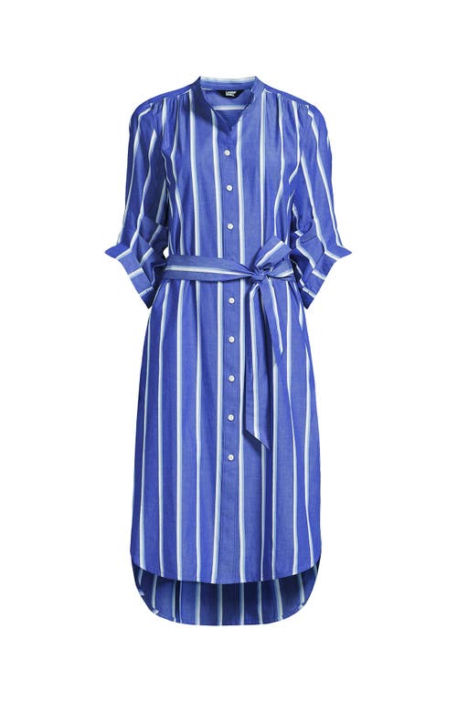 LANDS' END LANDS' END POPLIN OVERSIZED PUFF SLEEVE MIDI SHIRT DRESS