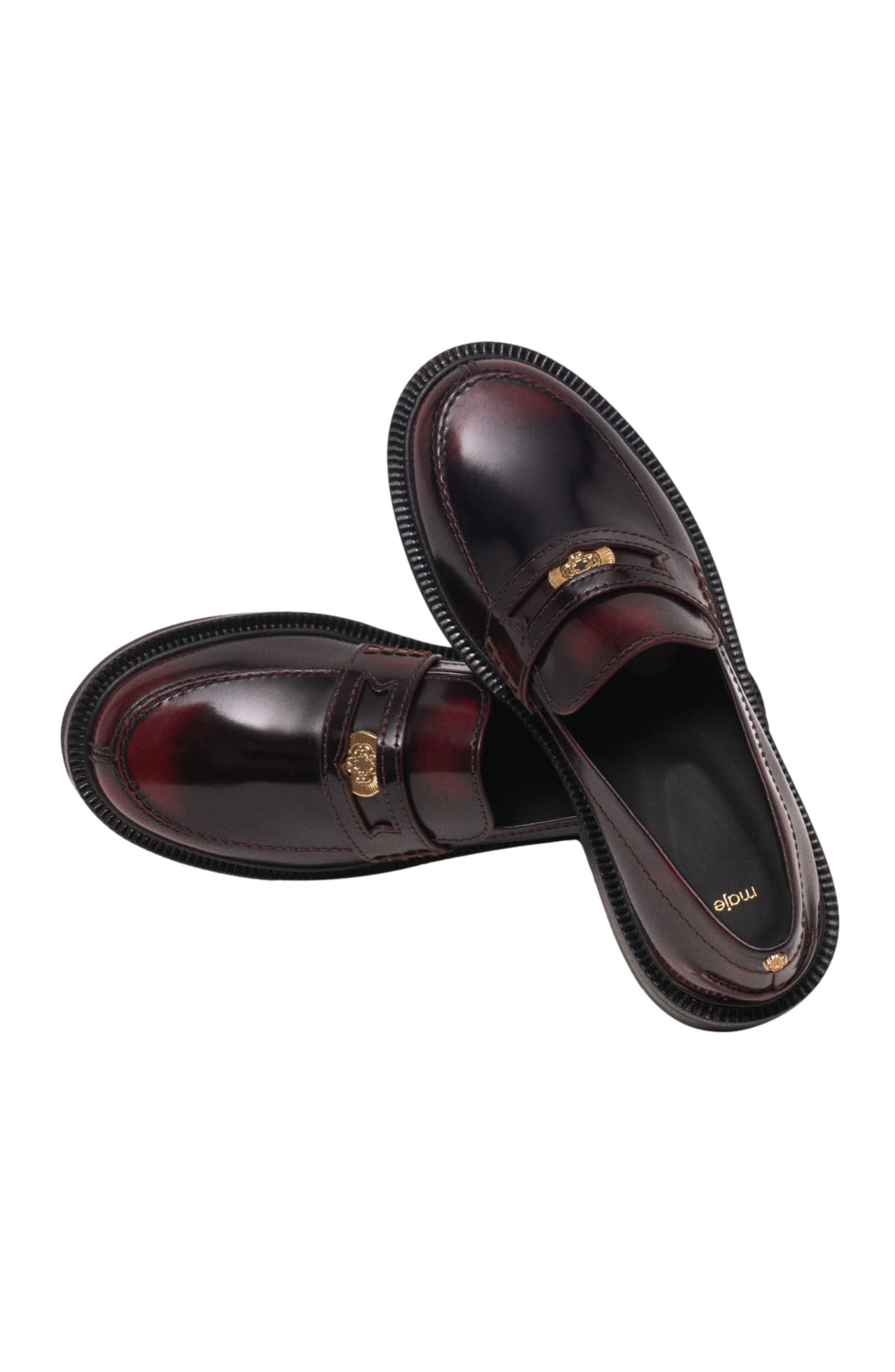 maje Leather loafers, Alternate, color, Burgundy