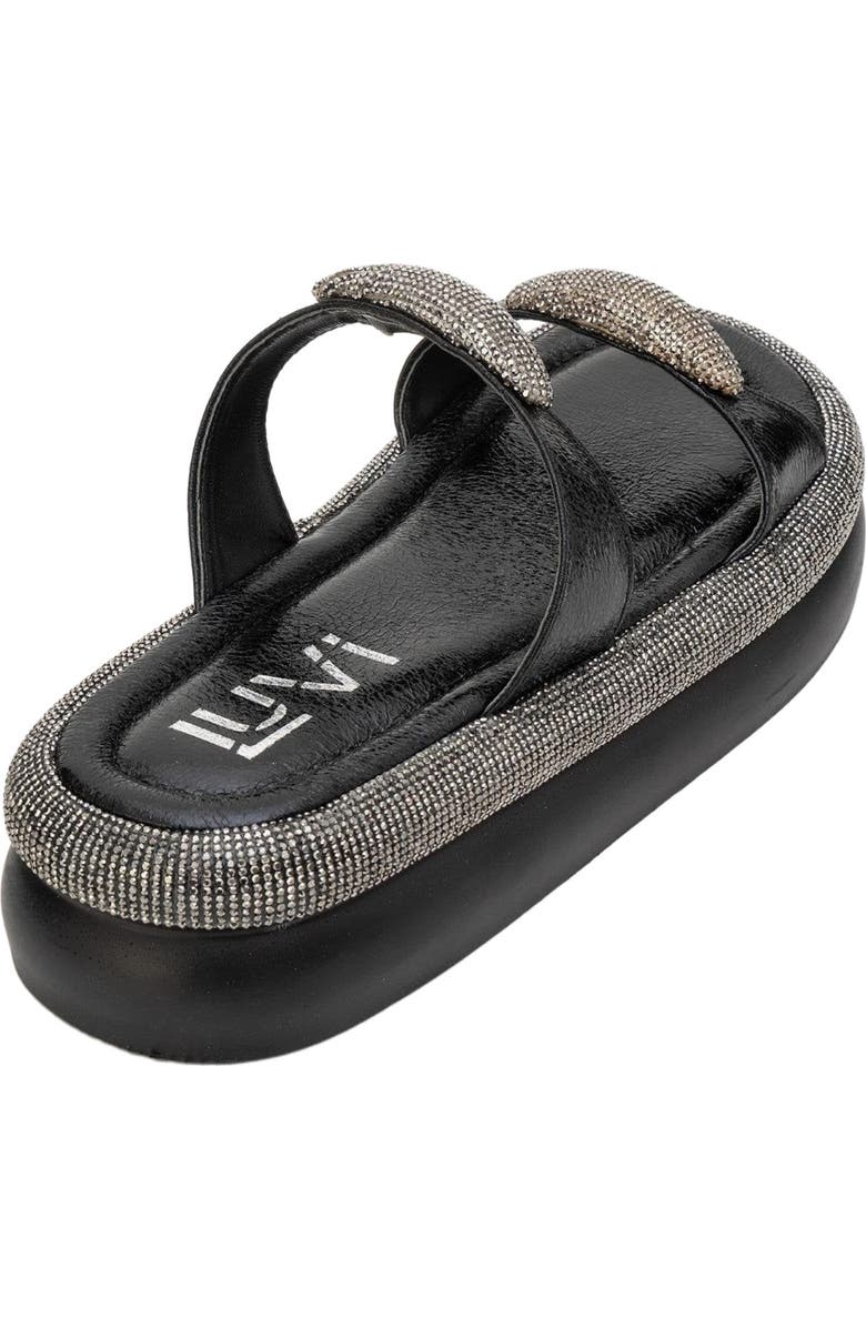 Prologue Shoes Finery Embellished Platform Slide, Alternate, color, Black Faux Leather