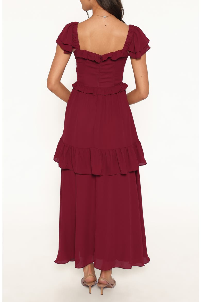 Delavine Ruffled Maxi Dress, Alternate, color, BURGUNDY