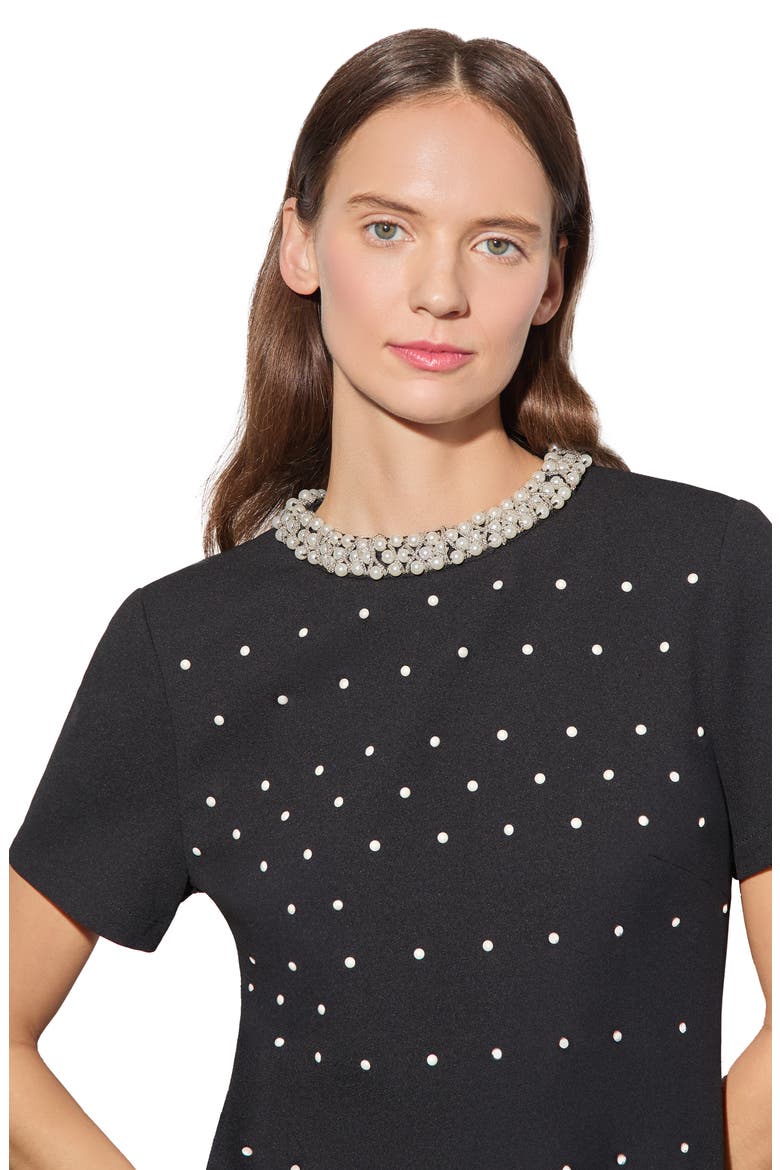 Heritage Fit Embellished Crepe Sheath Dress, Alternate, color, BLACK/ WHITE