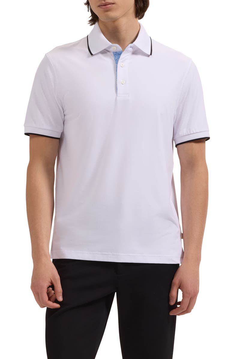 Bugatchi Performance Tipped Polo, Main, color, White