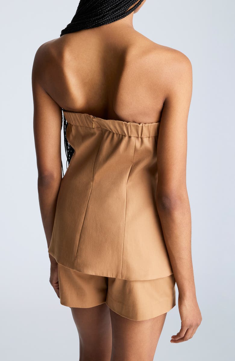 Kenneth Cole Strapless Front Button Top, Alternate, color, Dark Honey