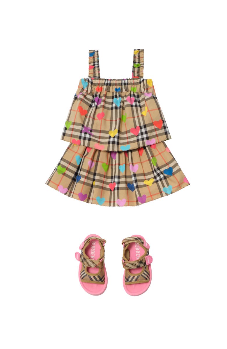 Burberry Heart Check Cotton Top, Alternate, color, Sand