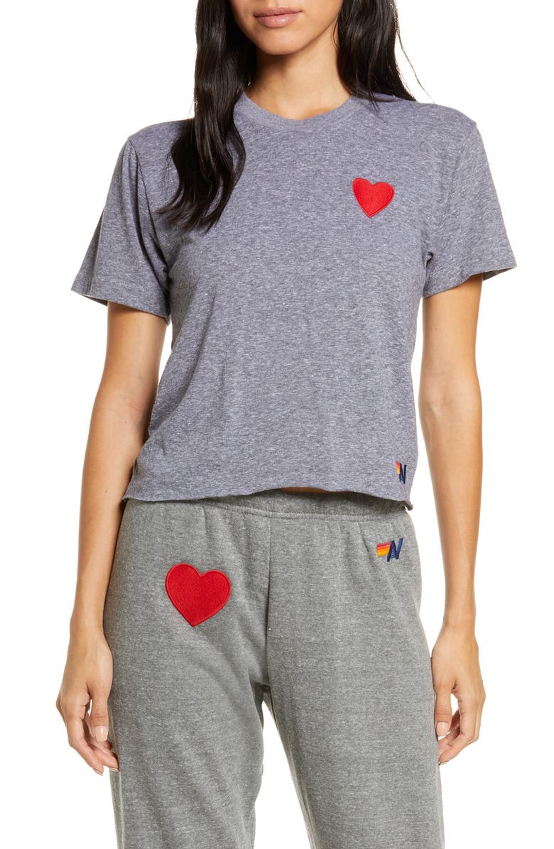 Aviator Nation Heart Embroidered T-Shirt, Main, color, 