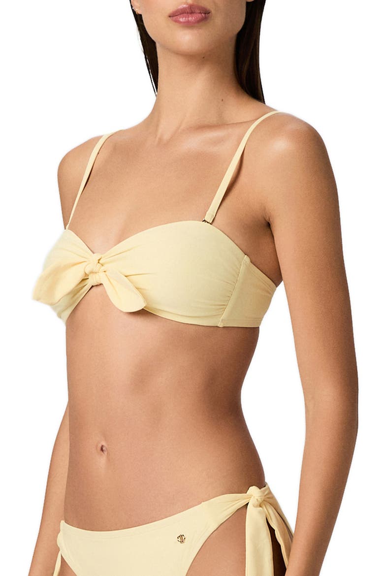 Libby Tie Front Bandeau Bikini Top, Alternate, color, SUNSHINE YELLOW