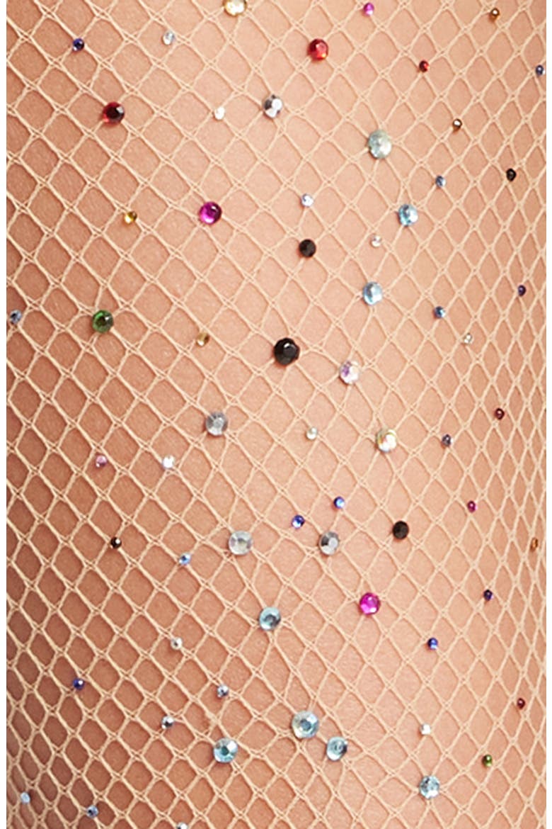 Glitter Fishnet Tights, Alternate, color, BEIGE