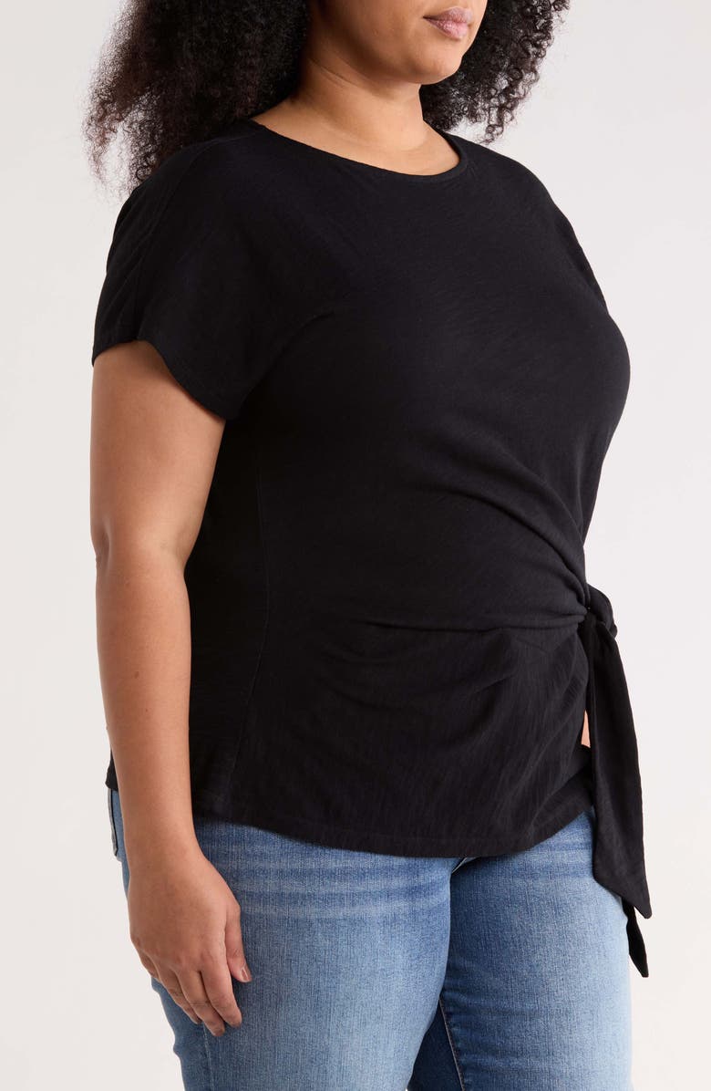 Caslon<sup>®</sup> Drop Shoulder Tie Front Top, Alternate, color, Black