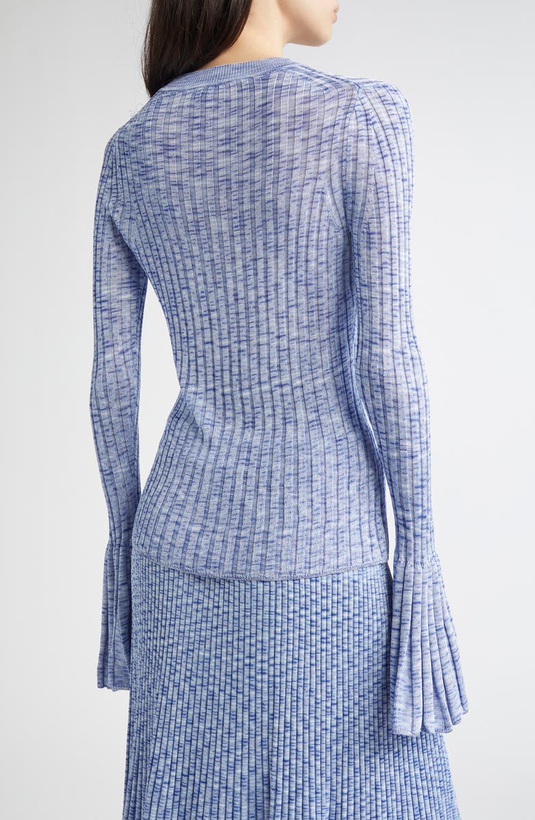 Zimmermann Hypnotic Bell Sleeve Mouliné Rib Sweater, Alternate, color, Blue Multi