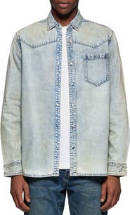 PURPLE BRAND Long Sleeve Coated Cotton Western Shirt