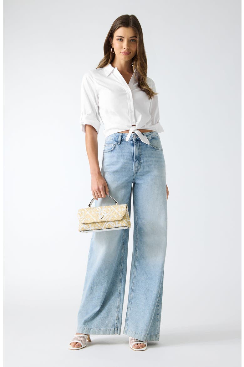 Reeya Tie Front Poplin Shirt, Alternate, color, WHITE