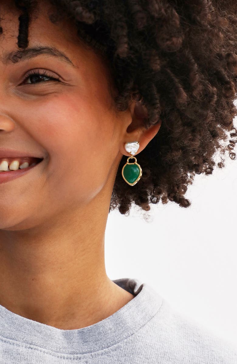 Clare V. Le Heartbreaker Drop Earrings, Alternate, color, Green Multi