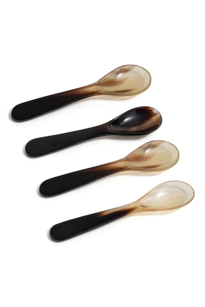 Lagos Chiseled Set of 4 Spoons, Main, color, WHITE/ BEIGE
