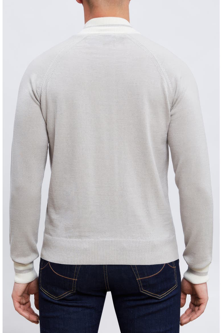 Merino Wool & Cotton Zip Cardigan, Alternate, color, LIGHT BEIGE