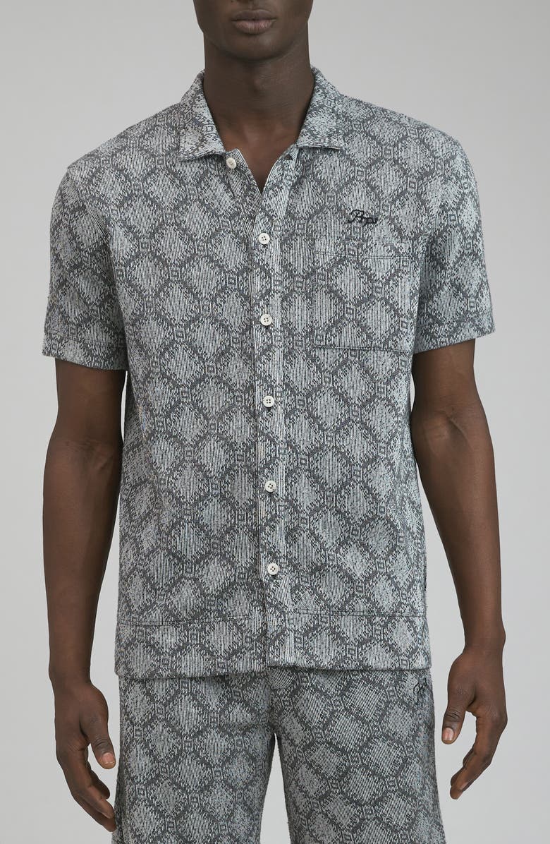 PRPS Beippu Jacquard Short Sleeve Button-Up Shirt, Main, color, 