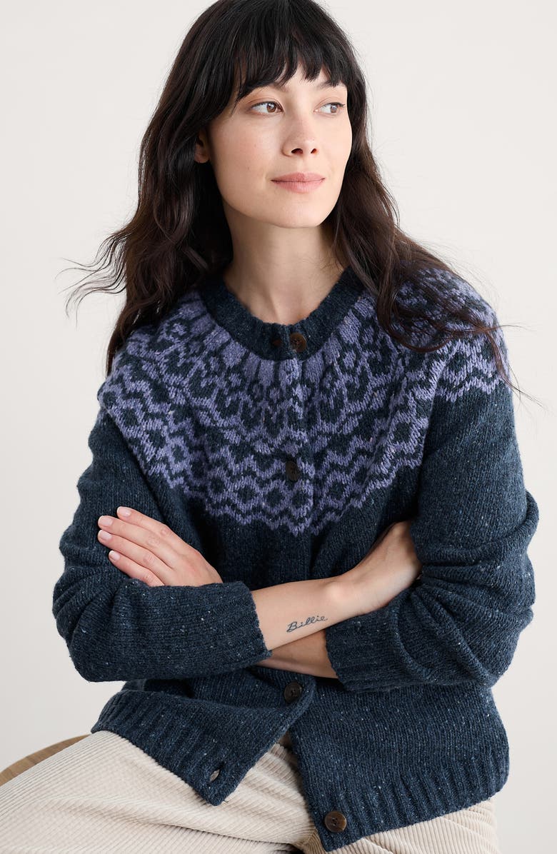 Seasalt Cornwall Port Kinnis Fair Isle Merino Wool Blend Cardigan, Alternate, color, Knit Wag Tail Bilberry