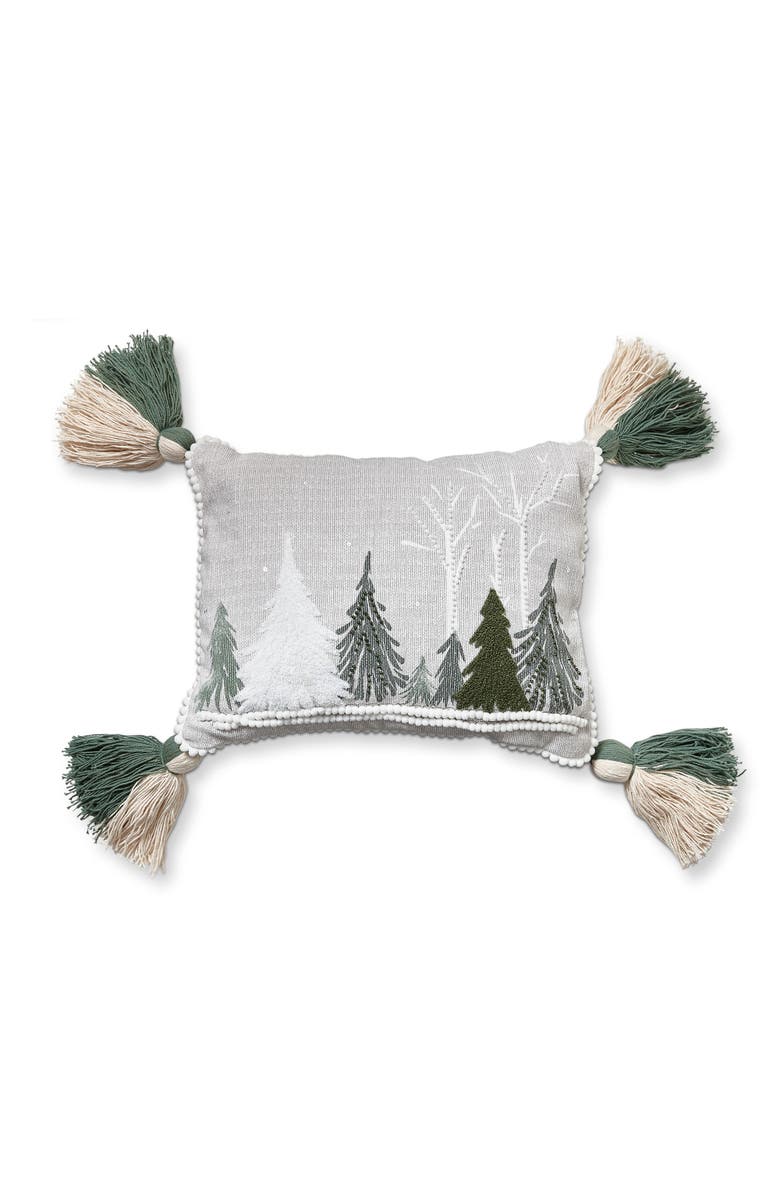 tag Fresh Balsam Tree Lumbar Pillow Christmas Winter Decor, Main, color, Green