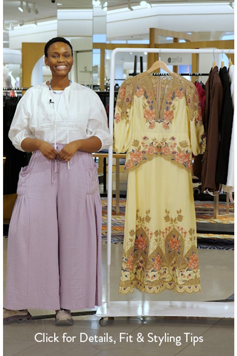 Embroidered Lace Linen Blend Midi Dress video