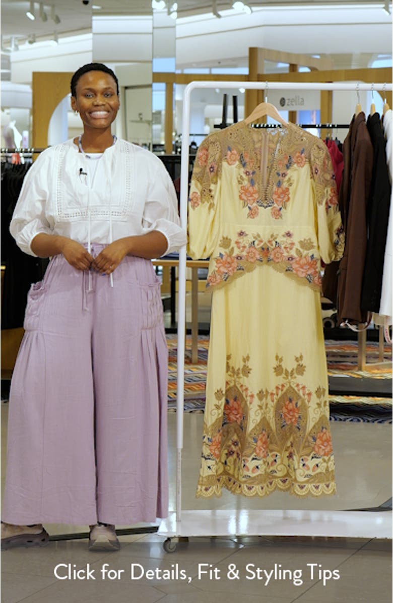 Embroidered Lace Linen Blend Midi Dress, sales video thumbnail