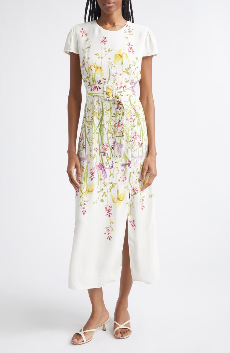 Reiss Lyra Floral Print Crepe Maxi Dress, Main, color, Cream/ Yellow