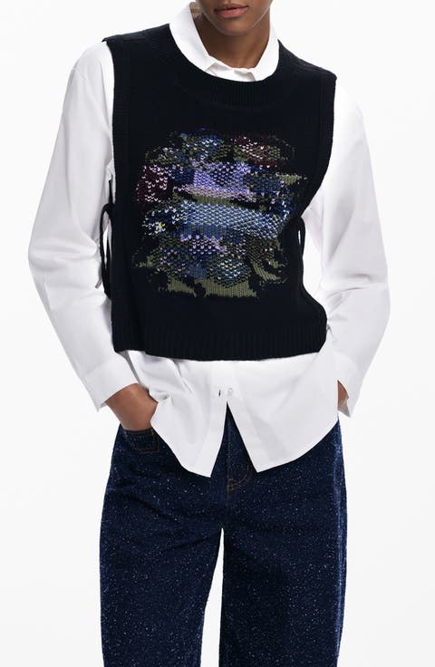 2-in-1 Button-Up Shirt & Sweater Vest Set