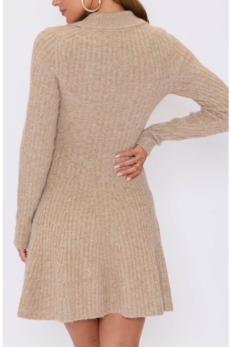 Ember Long Sleeve Fit & Flare Sweater Minidress, Alternate, color, CAMEL