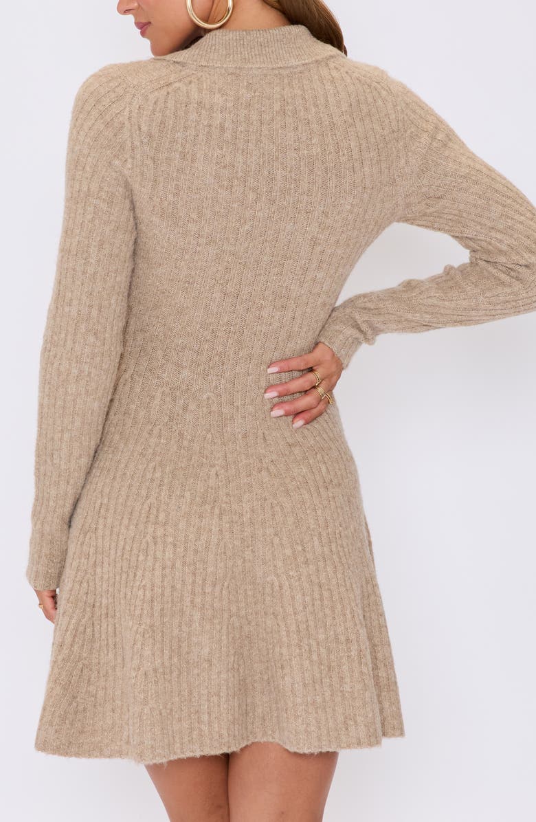 VICI Collection Ember Long Sleeve Fit & Flare Sweater Minidress, Alternate, color, Camel