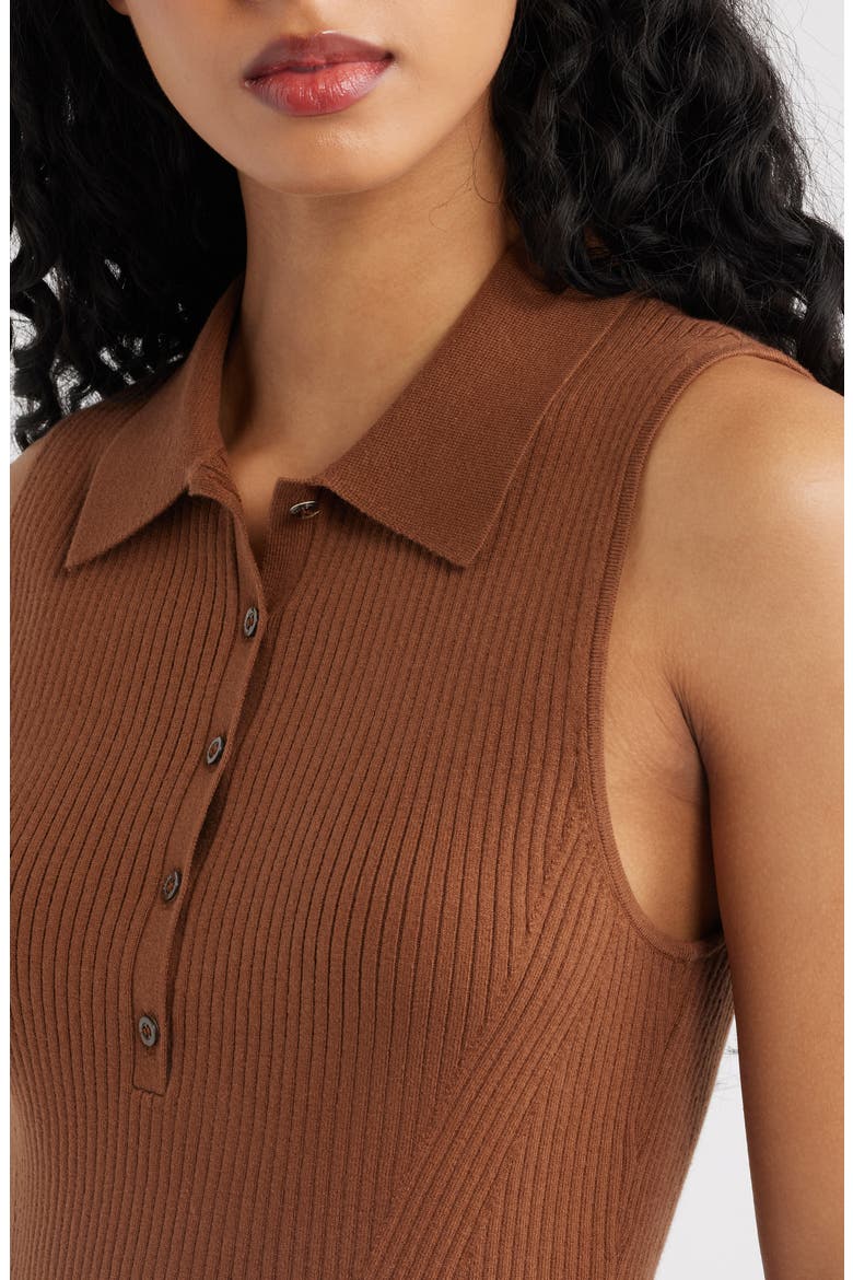 Vesta Rib Sleeveless Polo, Alternate, color, COGNAC