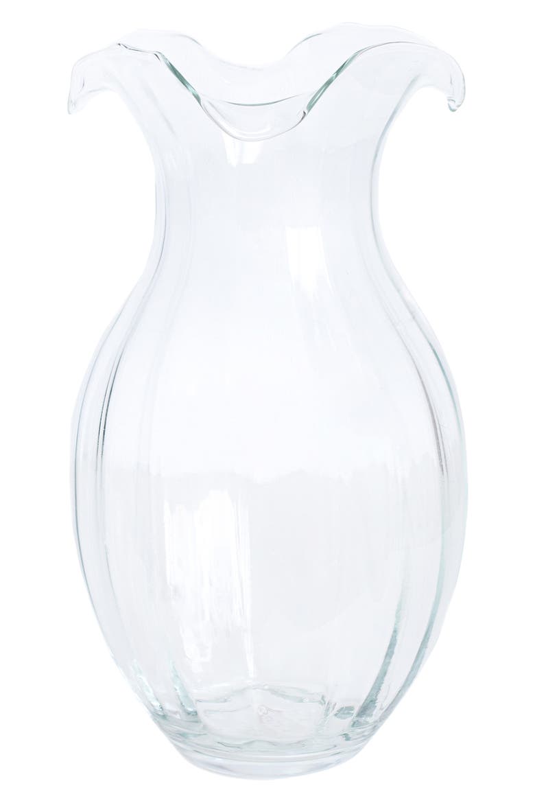 Hibiscus Fluted Glass Vase, Main, color, CLEAR