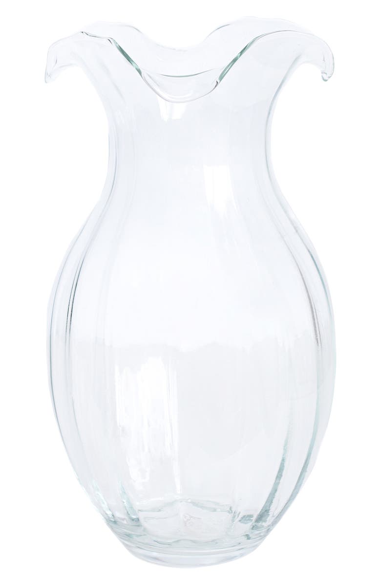 VIETRI Hibiscus Fluted Glass Vase, Main, color, Clear
