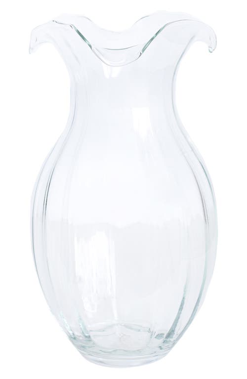Vietri Hibiscus Fluted Glass Vase In Clear