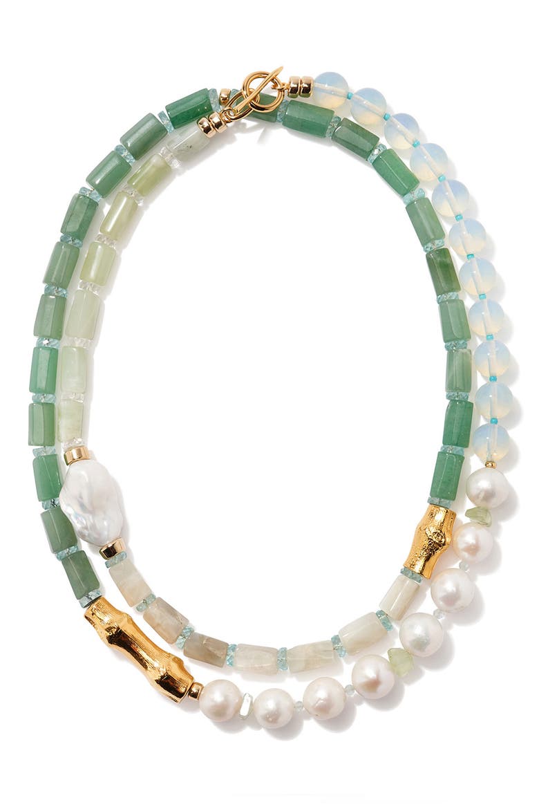 Cabana Cultured Pearl Beaded Necklace, Alternate, color, MULTI GREEN