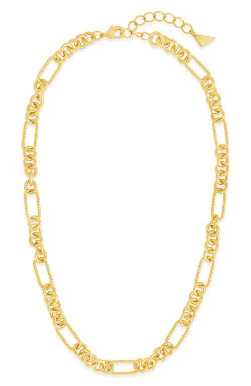 Sterling Forever Fianna Mixed Link Chain Necklace In Gold