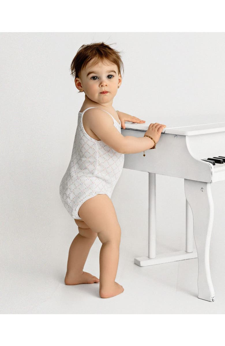 MiniMoi 3 Pair Cotton Ribbed and Dot Pattern Bodysuits, Alternate, color, White Pink