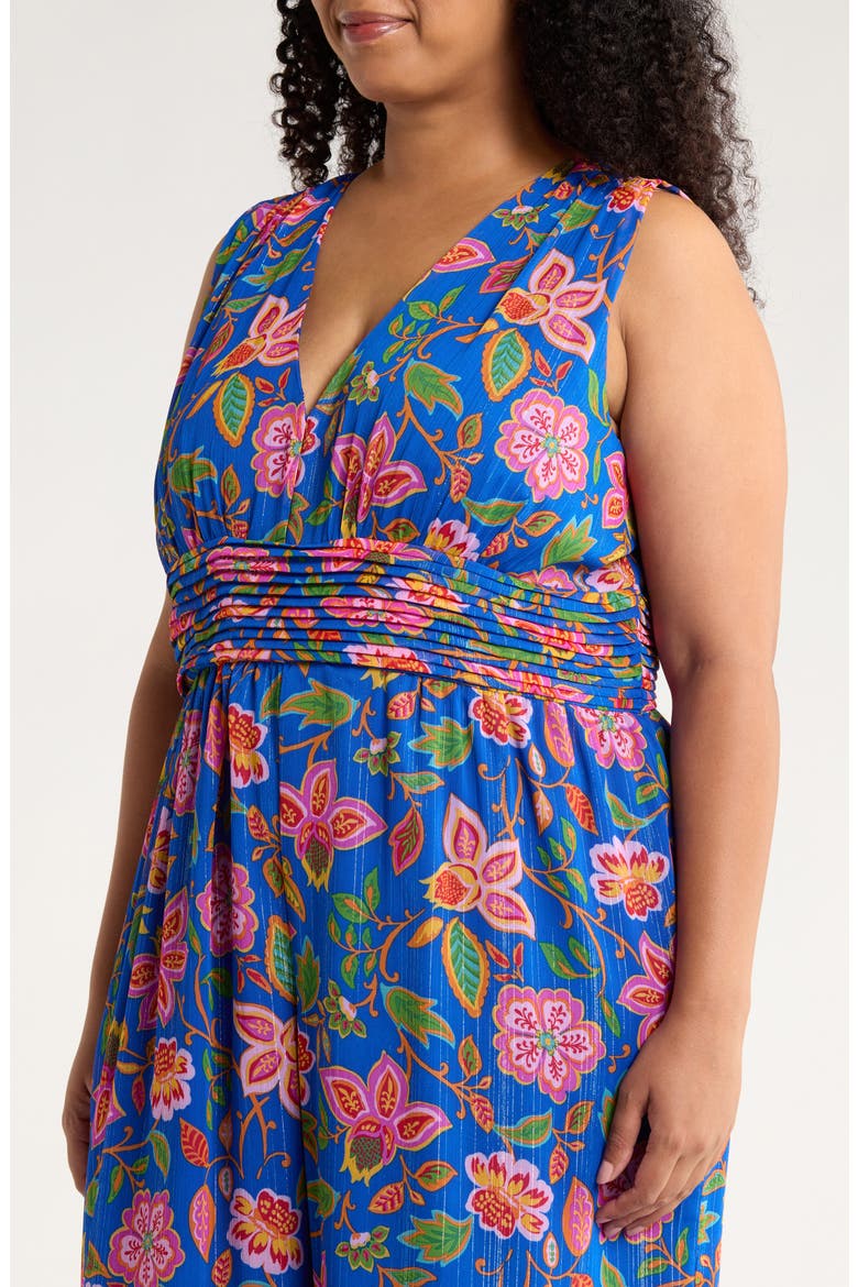 Wendey Metallic Stripe Floral Sleeveless Jumpsuit, Alternate, color, BLUE-MULT