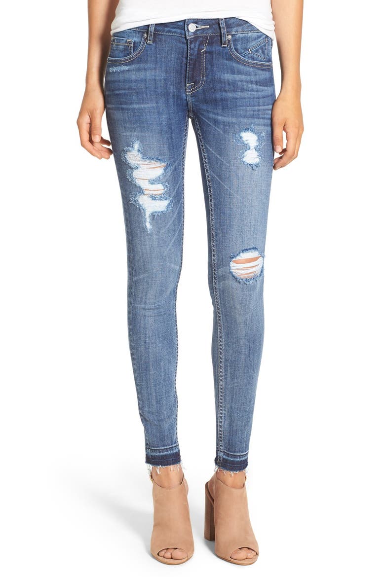 'Chelsea' Destroyed Skinny Jeans, Main, color, MEDIUM WASH