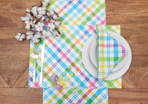 C & F Home C&f Home Easter Spring Blossom Pastels Plaid Printed Cloth Napkins Set Of 6 In Multi