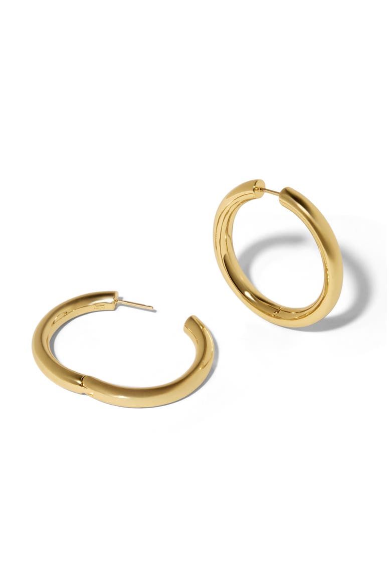 Mini Lilly Hinged Hoop Earrings, Alternate, color, YELLOW GOLD