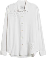 Rails Samar Eyelet Embroidered Linen Blend Button Up Shirt