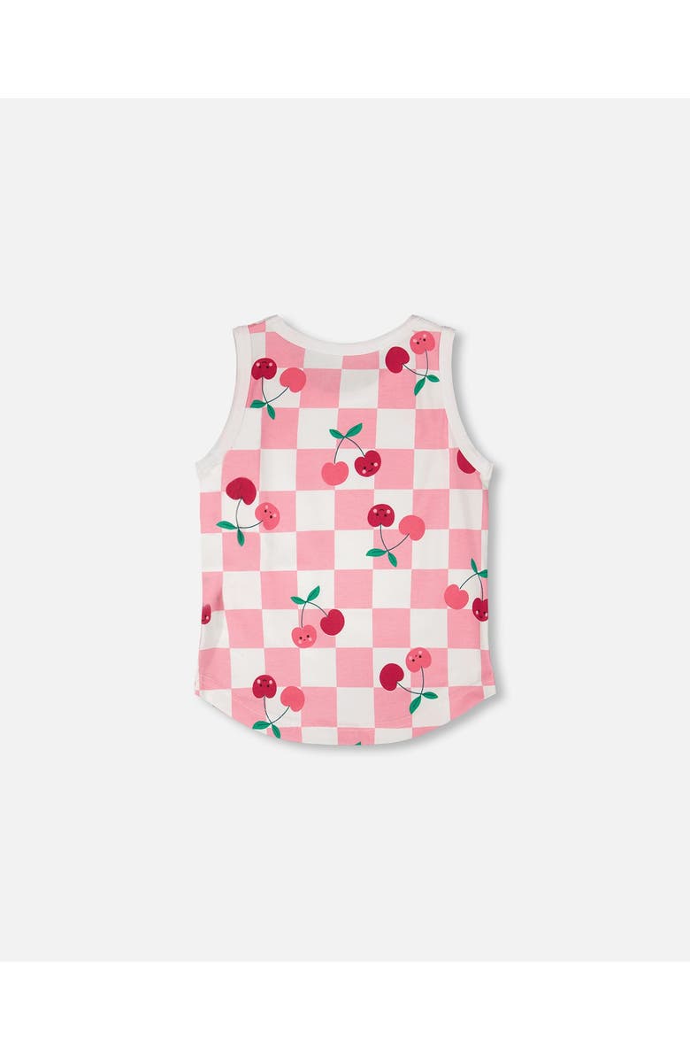 Deux par Deux Organic Cotton Jersey Cherries Sleeveless Tank Top, Alternate, color, Pink Printed Cherries