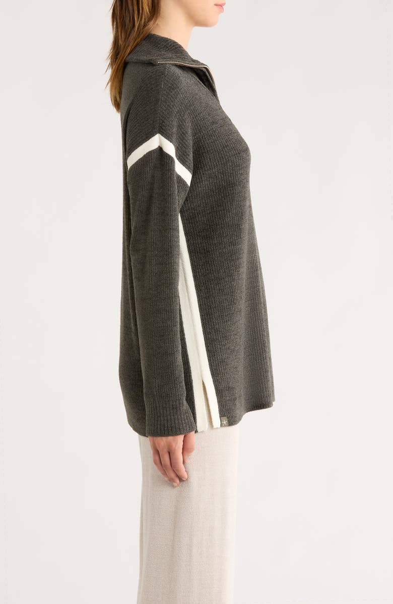 Barefoot Dreams<sup>®</sup> Stripe Half Zip Sweater, Alternate, color, Dark Moss-Pearl