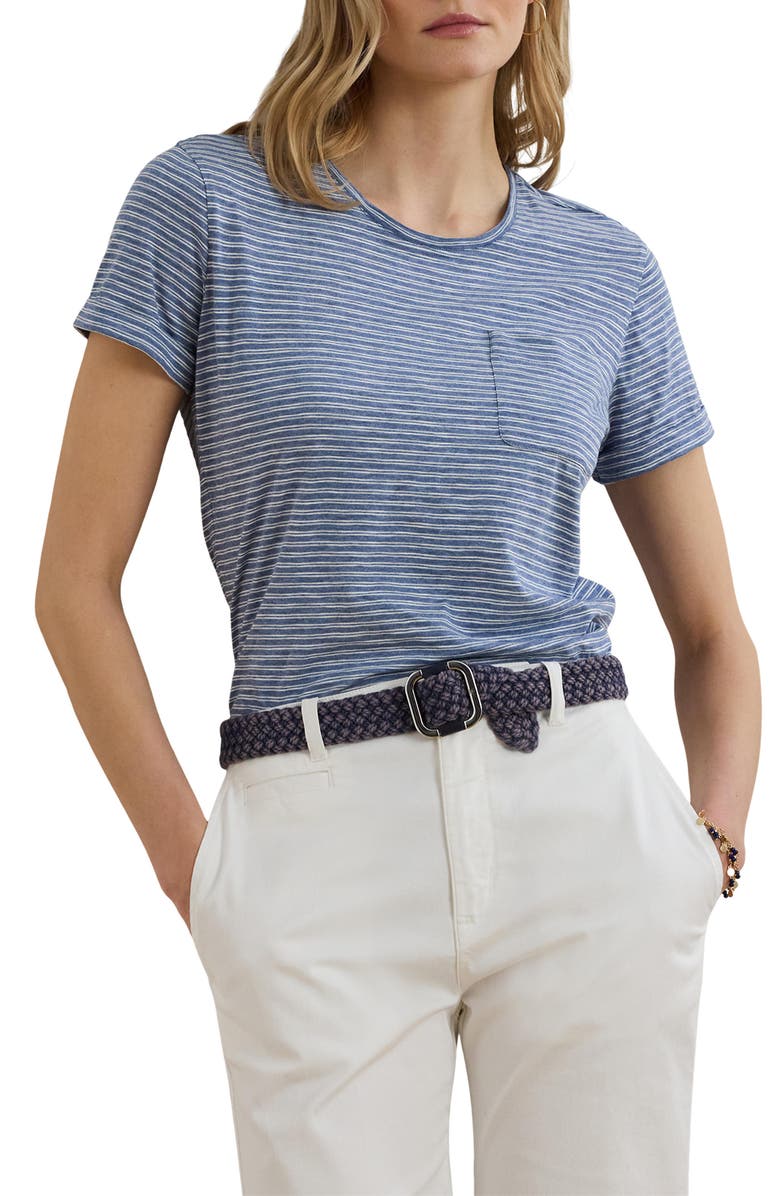 Lauren Ralph Lauren Stripe Slub Cotton Pocket T-Shirt, Main, color,