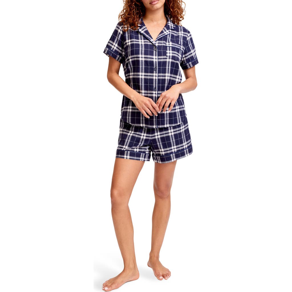 Petite Plume Tartan Cotton Short Pajamas In Blue